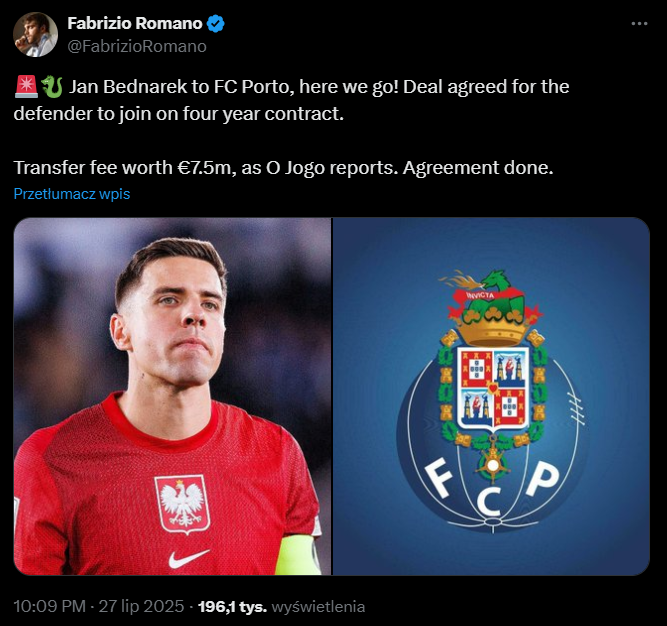 HERE WE GO! Jan Bednarek za 7,5 mln euro przenosi się do GIGANTA!